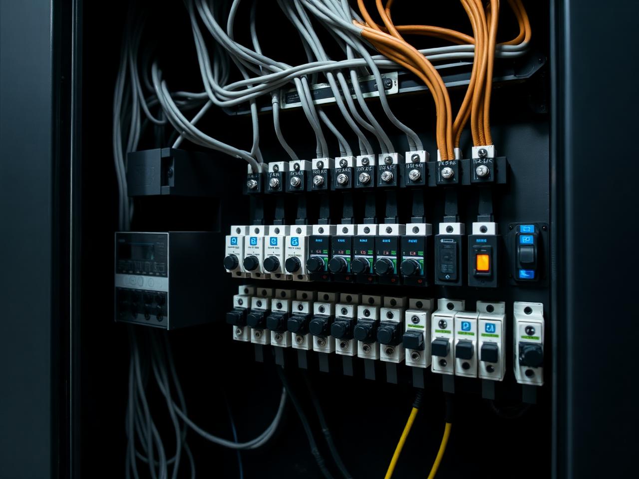 Close-up of a professionally assembled electrical control panel
